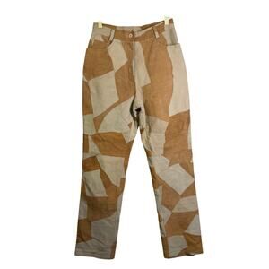 TOGETHER Pants‎ 4 Goat Leather Patchwork Straight Leg 70's High Rise Hippie Boho